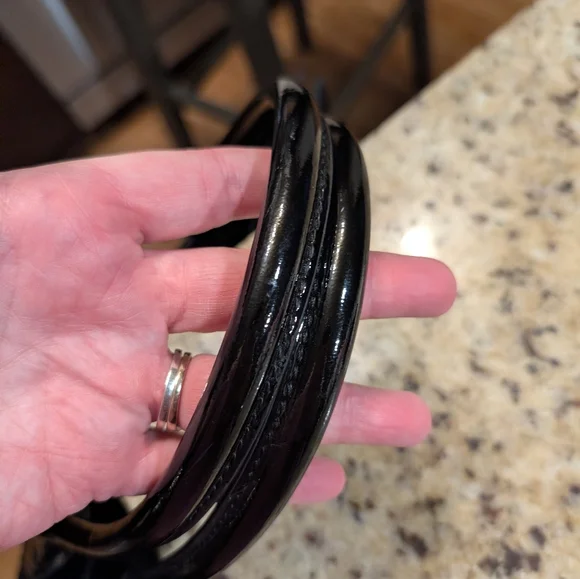 Tory Burch Large Black Ella Tote Bag Patent Logo and Matching Wallet - Picture 6 of 12